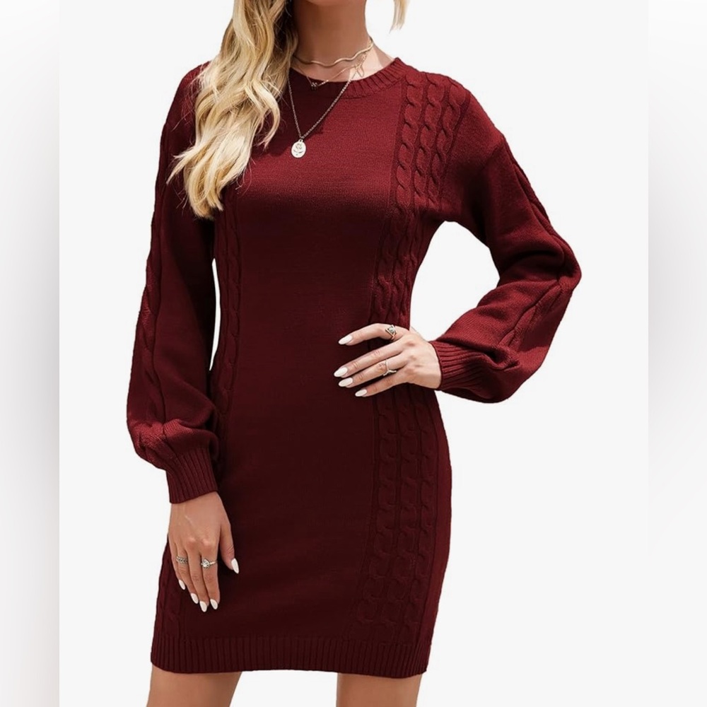 New with tags. Large cable knit pullover mini sweater dress.